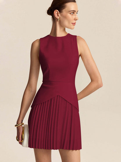 Ruœgy Robe Courte Plissée Sans Manches Femme