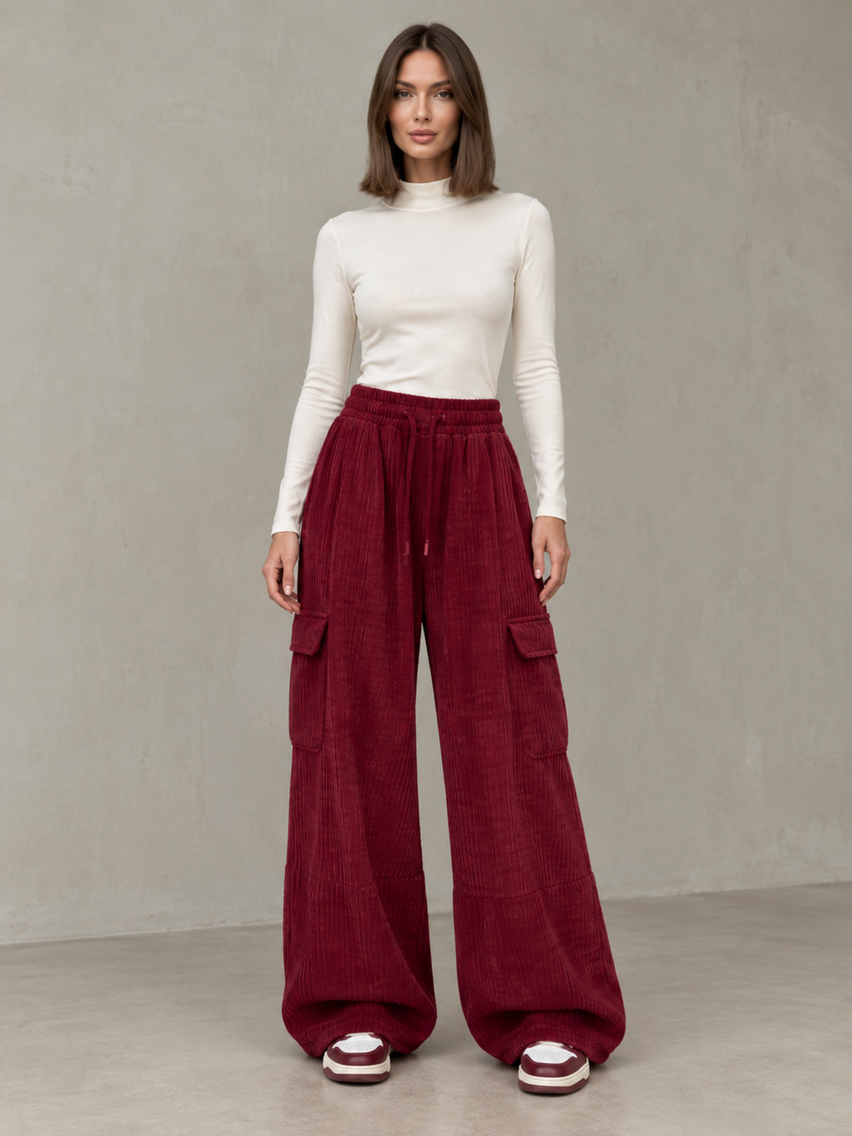 Pantalon Cargo Coupe Large Femme