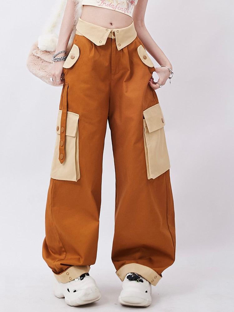 Pantalon Cargo Orange Femme