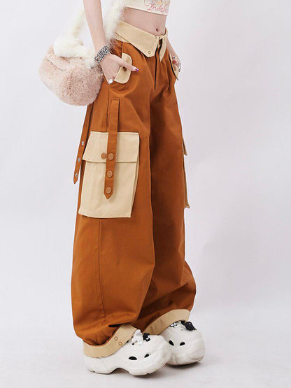 Pantalon Cargo Orange Femme