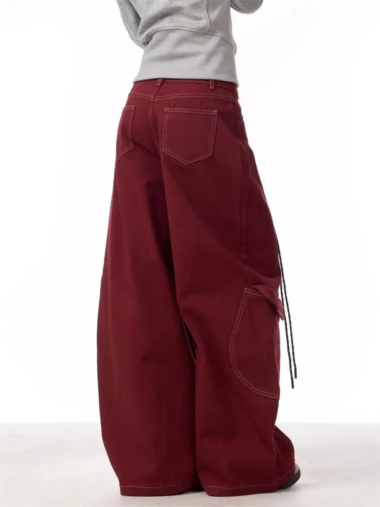 Pantalon Cargo Rouge Femme