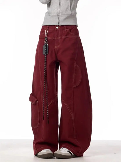 Pantalon Cargo Rouge Femme