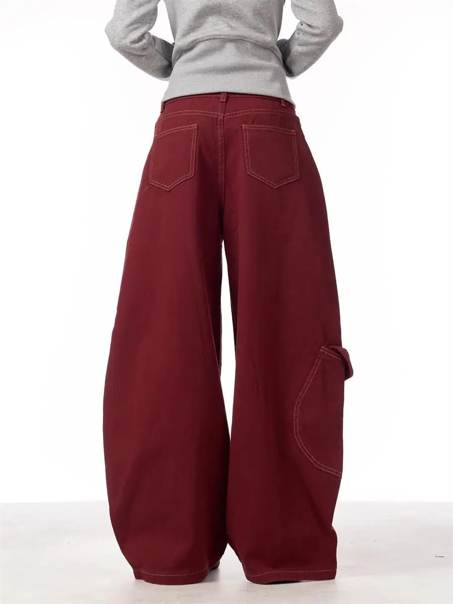 Pantalon Cargo Rouge Femme