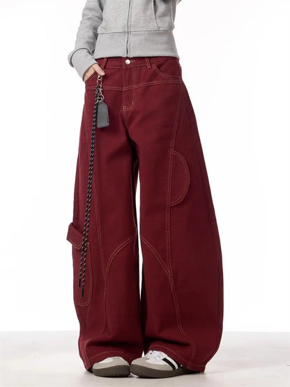 Pantalon Cargo Rouge Femme