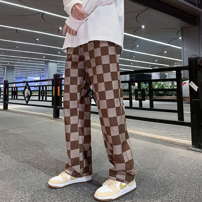Pantalon à Carreaux Coupe Droite Homme
