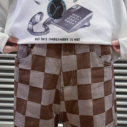 Pantalon à Carreaux Coupe Droite Homme