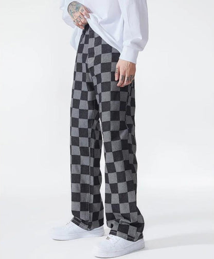 Pantalon à Carreaux Noir Homme