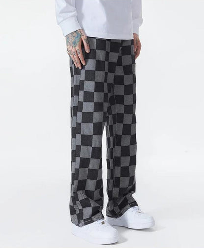 Pantalon à Carreaux Noir Homme