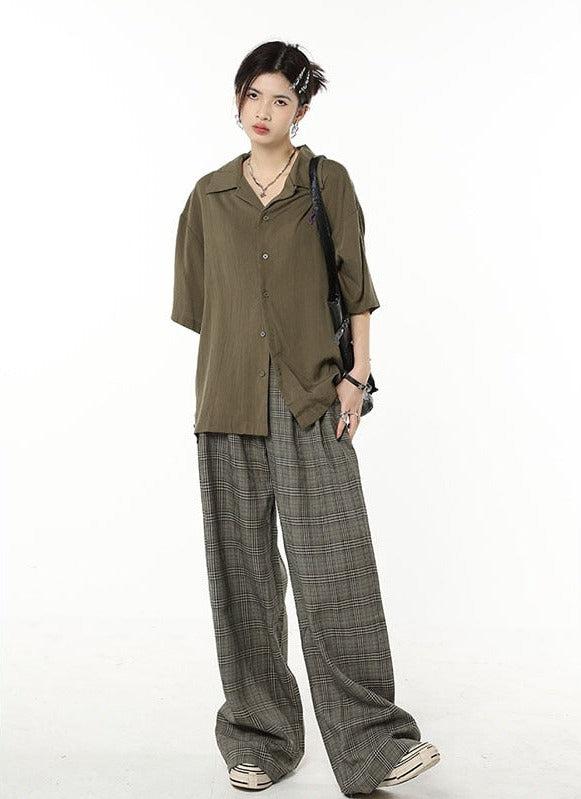 Pantalon à Carreaux en Coton Femme