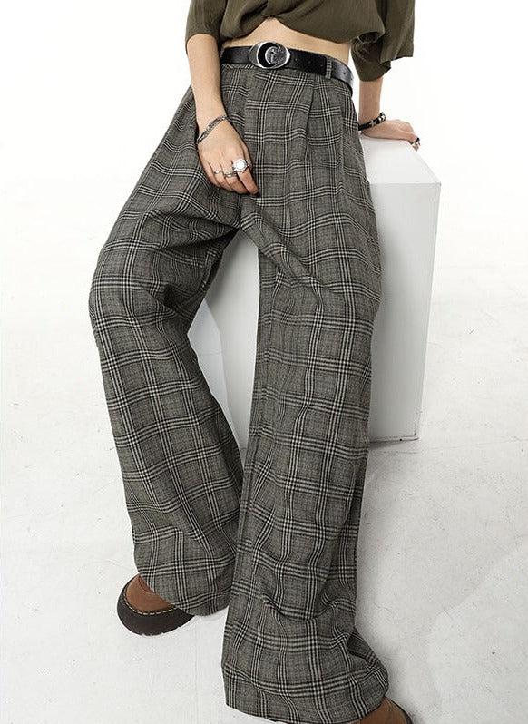 Pantalon à Carreaux en Coton Femme