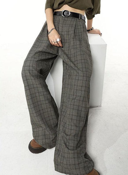 Pantalon à Carreaux en Coton Femme