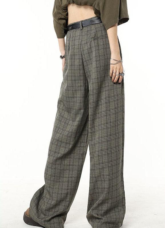 Pantalon à Carreaux en Coton Femme