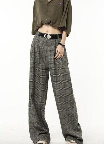 Pantalon à Carreaux en Coton Femme