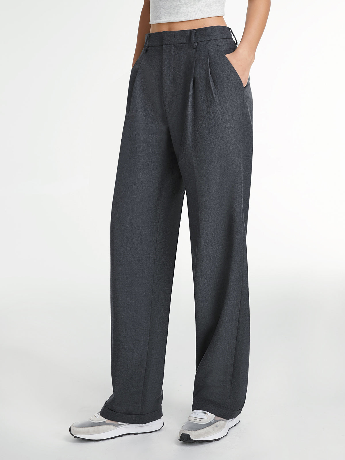 Pantalon Droit à Pinces Femme