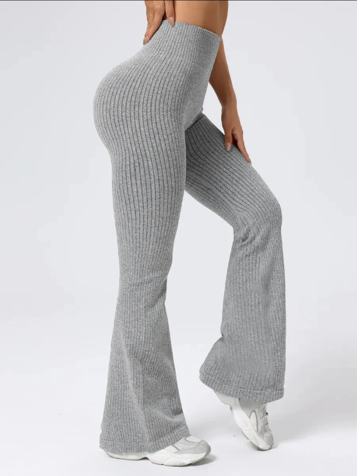 Pantalon Flare en Maille Côtelée Femme