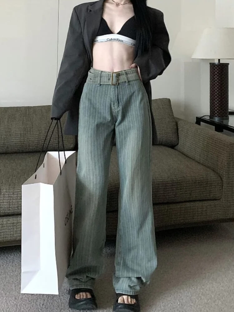 Pantalon Large Bleu Canard Femme