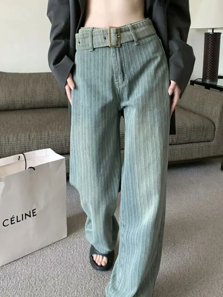 Pantalon Large Bleu Canard Femme