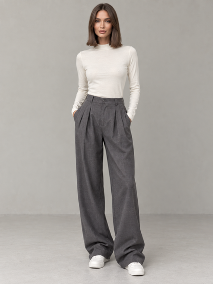 Pantalon Large à Boutons-Pression Femme