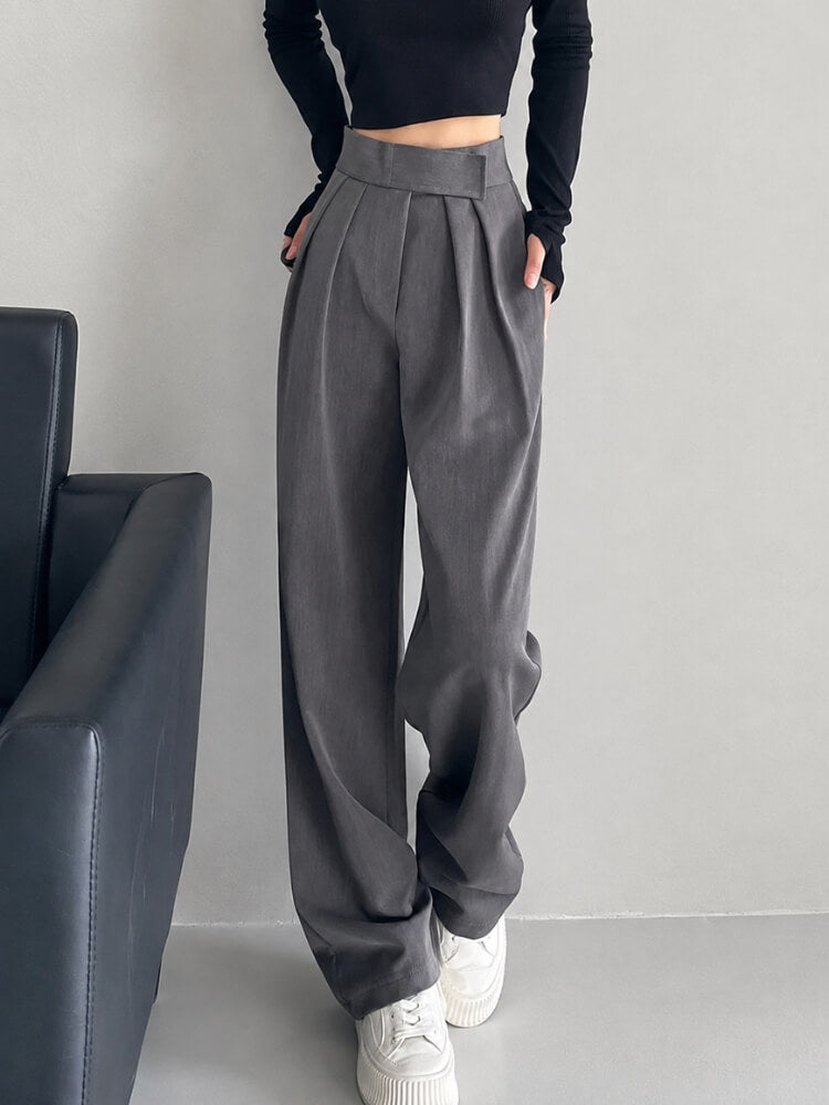 Pantalon Large à Boutons-Pression Femme