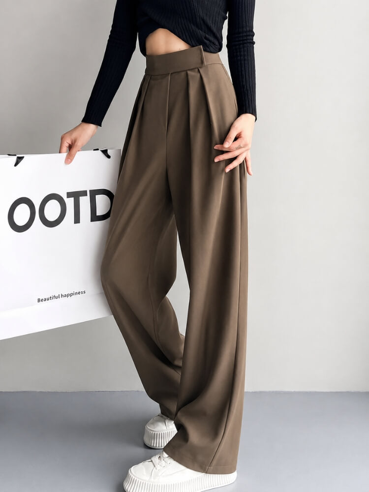 Pantalon Large à Boutons-Pression Femme