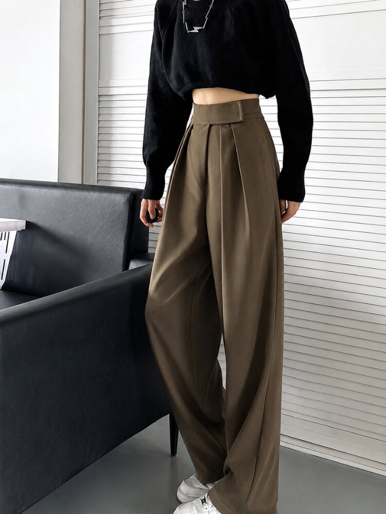 Pantalon Large à Boutons-Pression Femme
