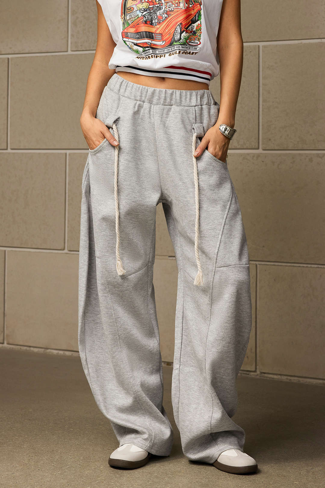 Pantalon Large à Cordon Femme