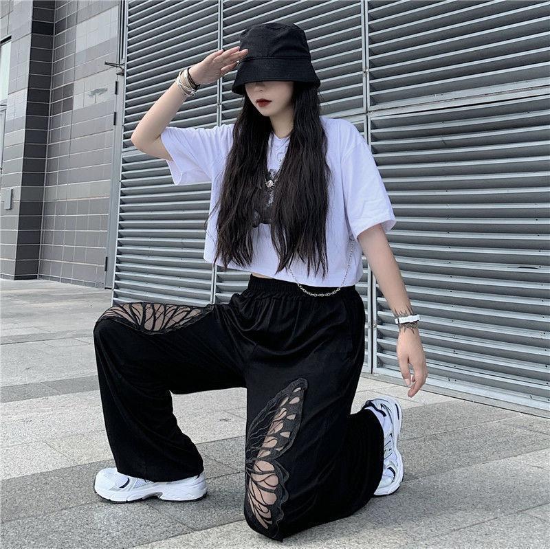 Pantalon Large à Découpes Papillon Femme