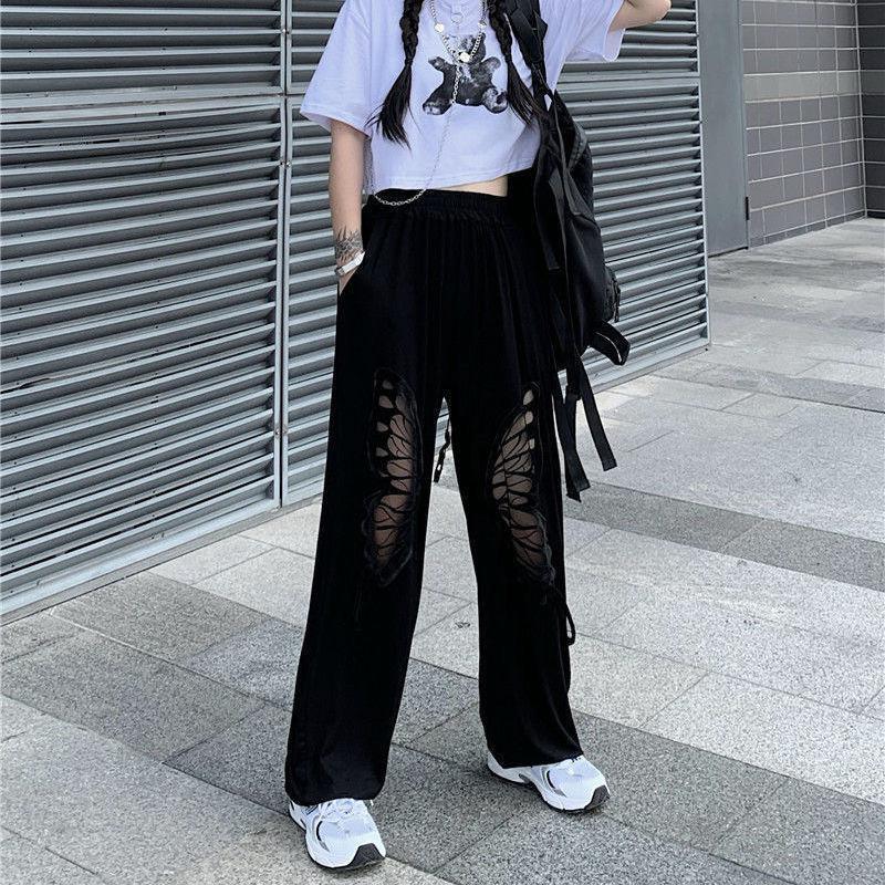 Pantalon Large à Découpes Papillon Femme