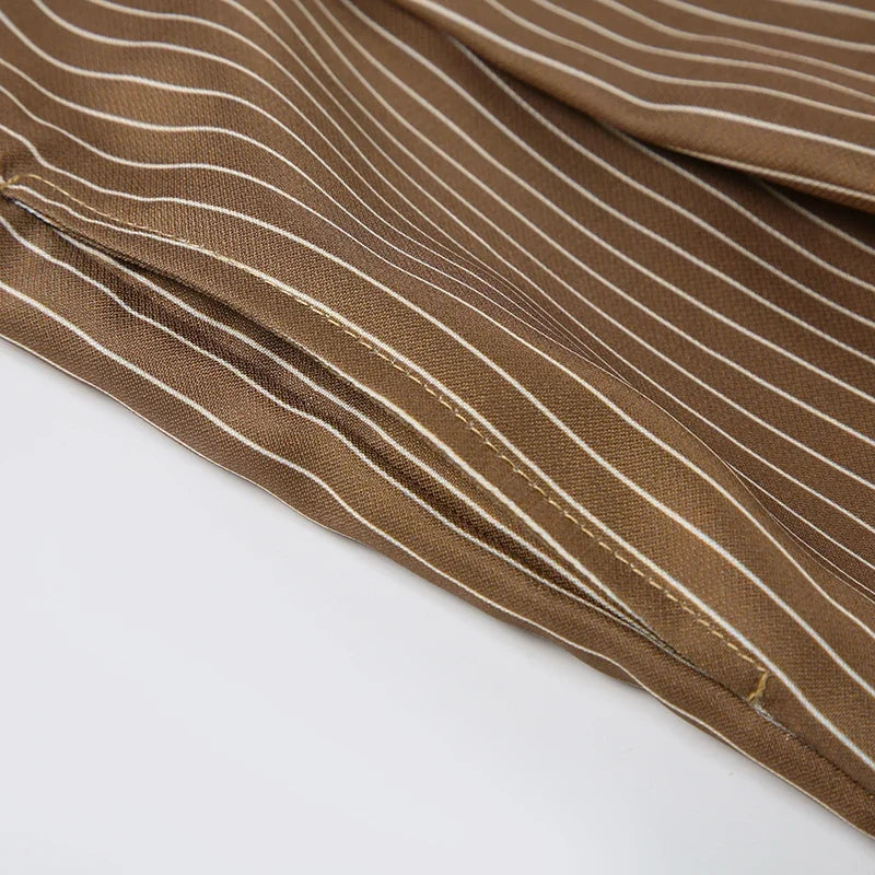 Pantalon Large à Fines Rayures Femme