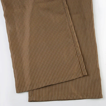 Pantalon Large à Fines Rayures Femme