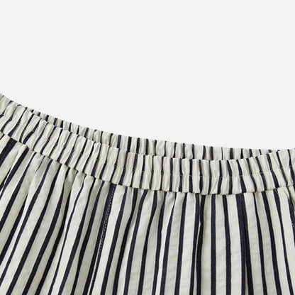 Pantalon Large Gris à Rayures Femme