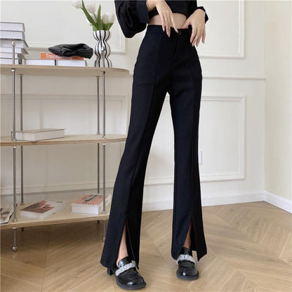 Pantalon Large Noir Fendu Femme