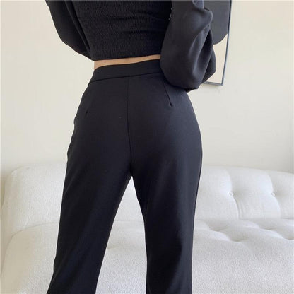 Pantalon Large Noir Fendu Femme