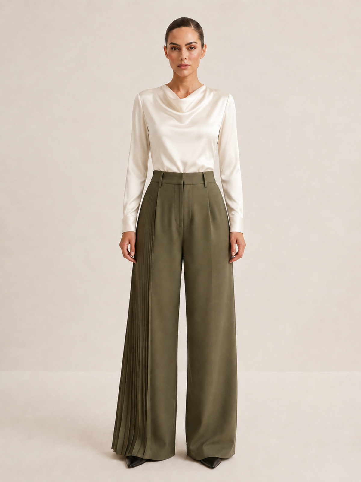 Pantalon Large à Plis Femme