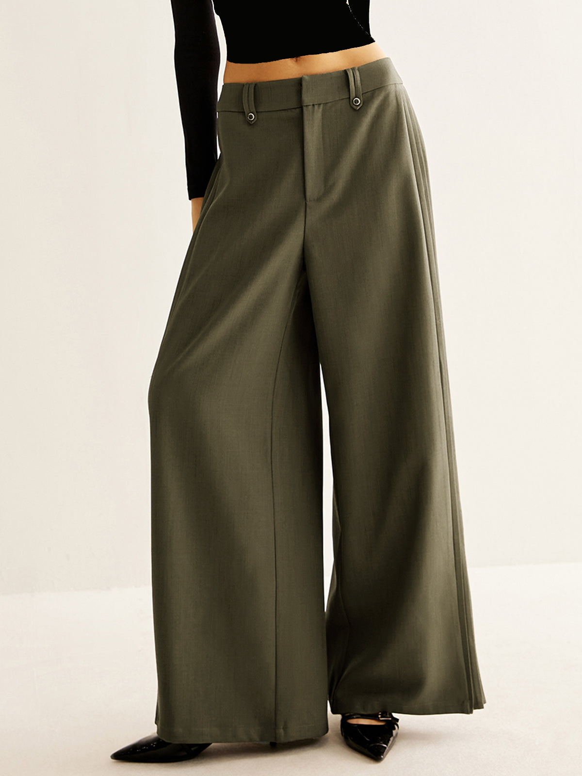 Pantalon Large à Plis Femme