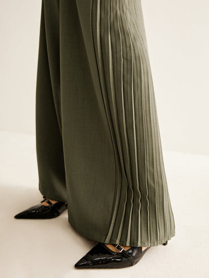 Pantalon Large à Plis Femme
