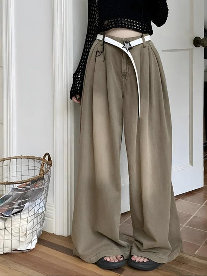 Pantalon Large Taille Haute Femme