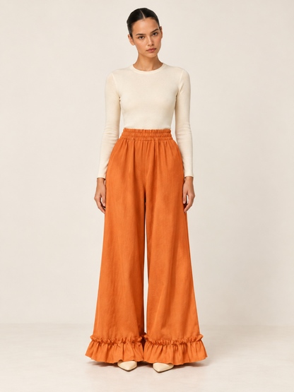 Pantalon Large avec Poches Femme