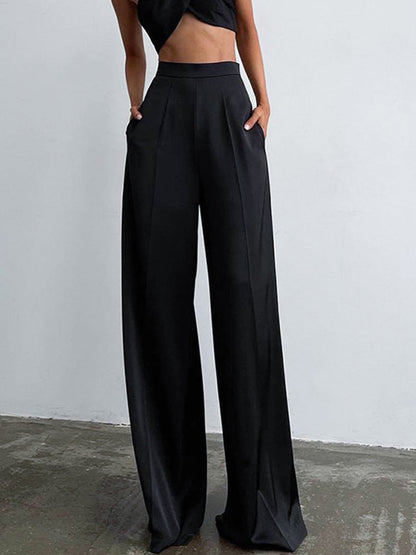 Pantalon Large en Satin Femme
