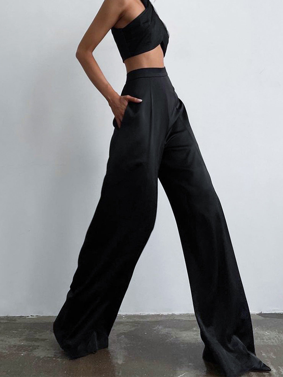 Pantalon Large en Satin Femme
