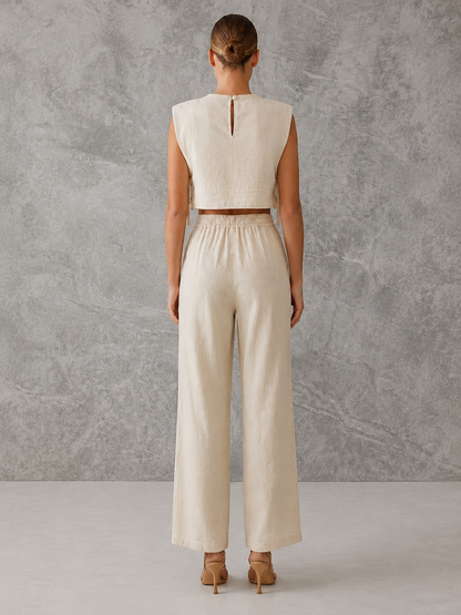 Ruœgy Ensemble Pantalon Large En Lin Femme