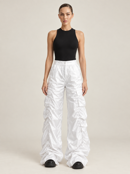 Pantalon Parachute Froncé Femme