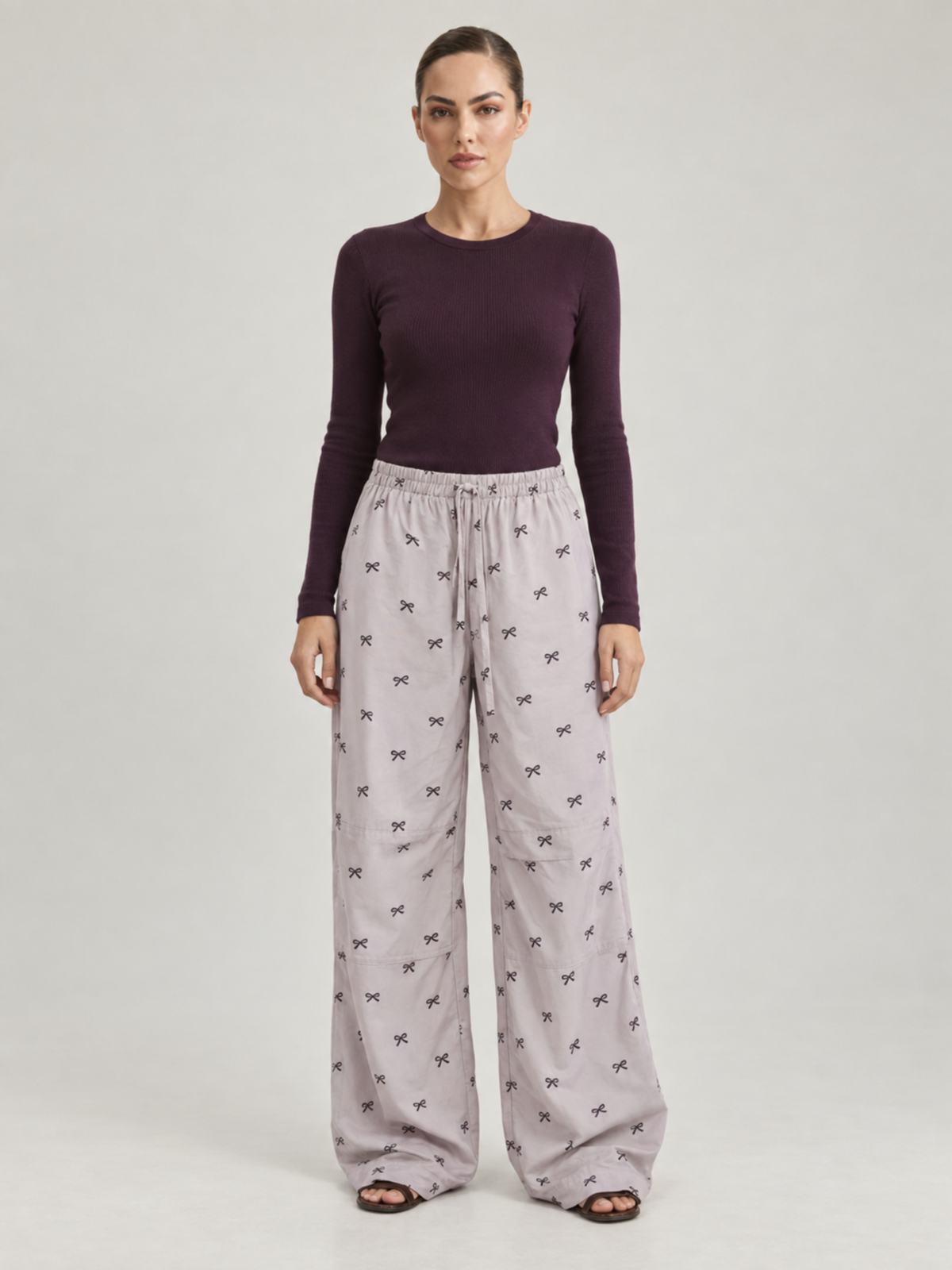 Pantalon Parachute Mauve Imprimé Femme