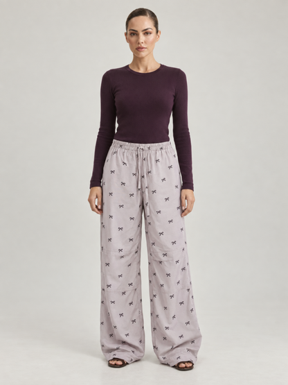 Pantalon Parachute Mauve Imprimé Femme