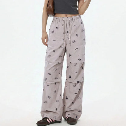Pantalon Parachute Mauve Imprimé Femme