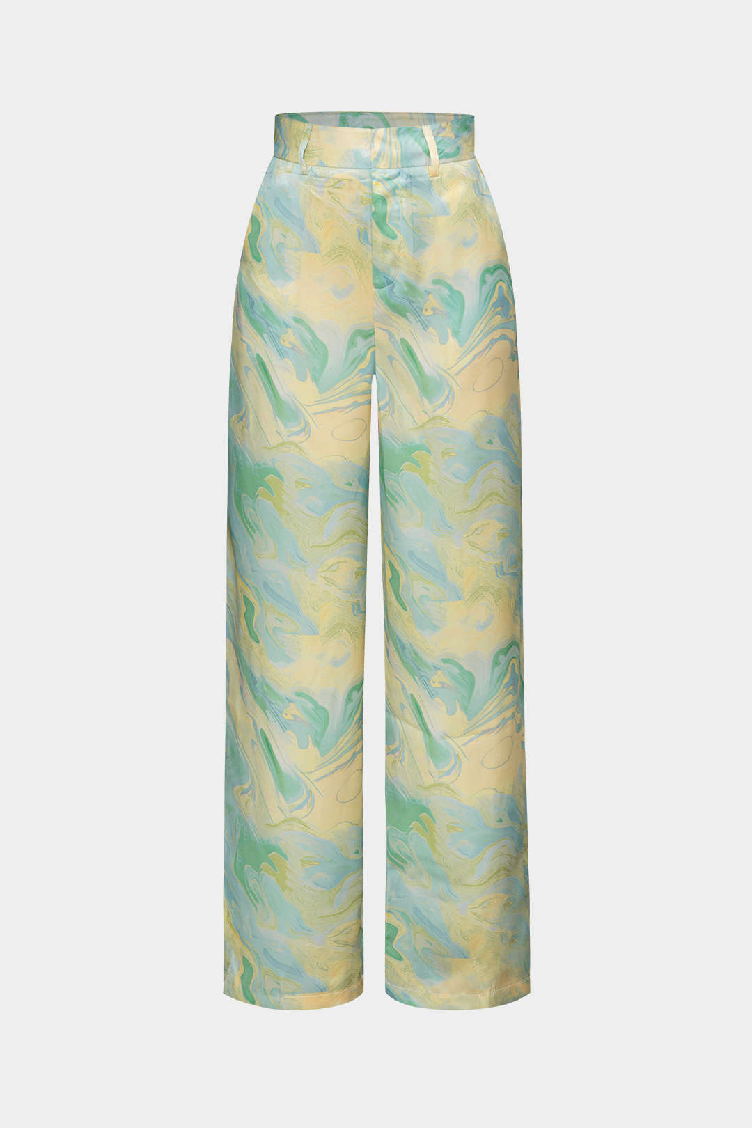 Pantalon Satin Imprimé Marbré Femme