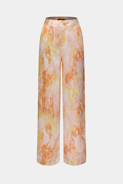Pantalon Satin Imprimé Marbré Femme