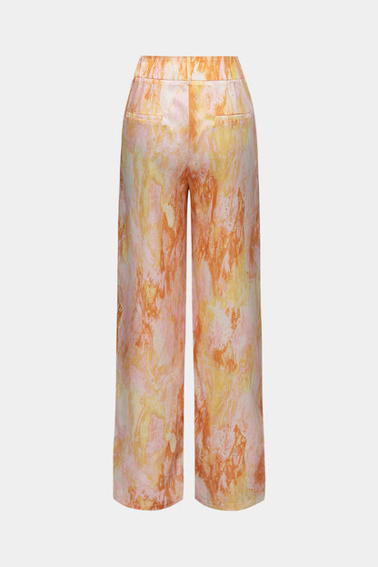 Pantalon Satin Imprimé Marbré Femme