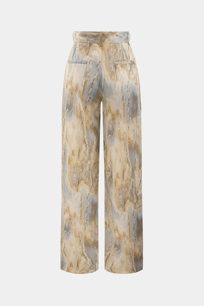 Pantalon Satin Imprimé Marbré Femme