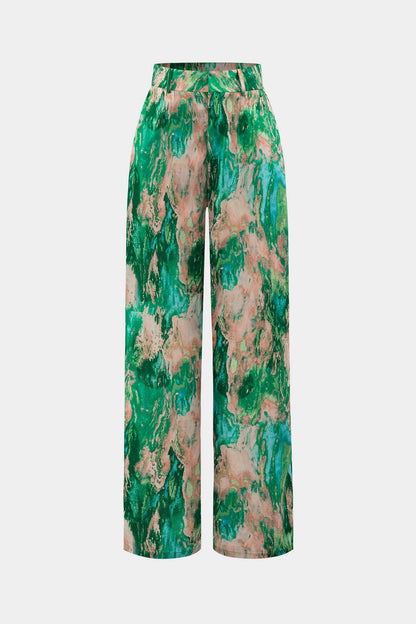 Pantalon Satin Imprimé Marbré Femme